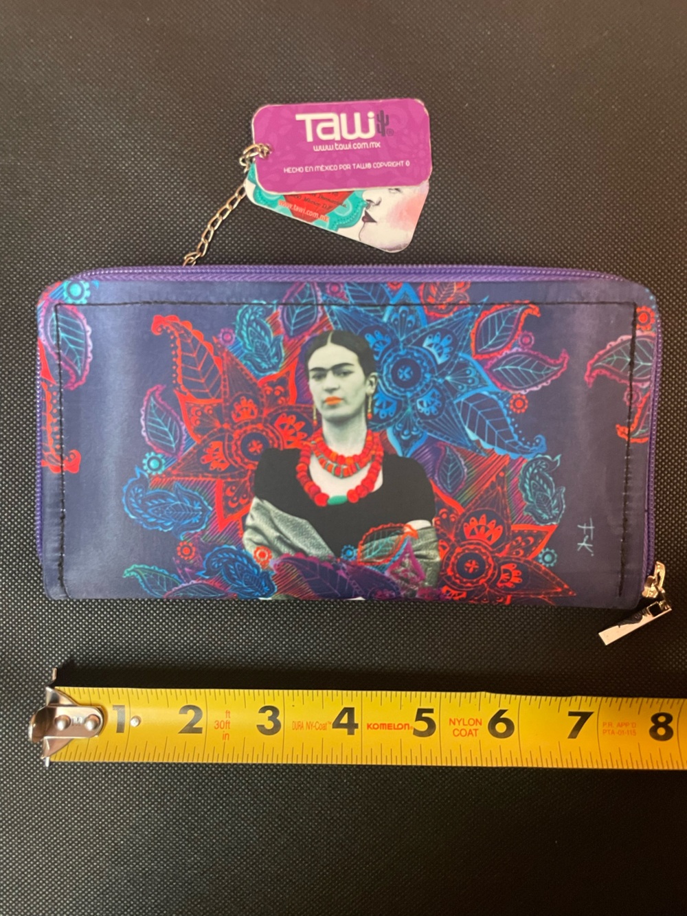 Frida Kahlo Purple Floral Zip Wallet